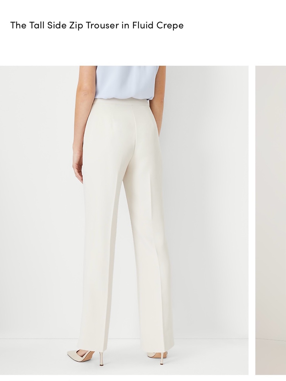 Ann Taylor Cream side zip Trouser - Picture 4 of 5